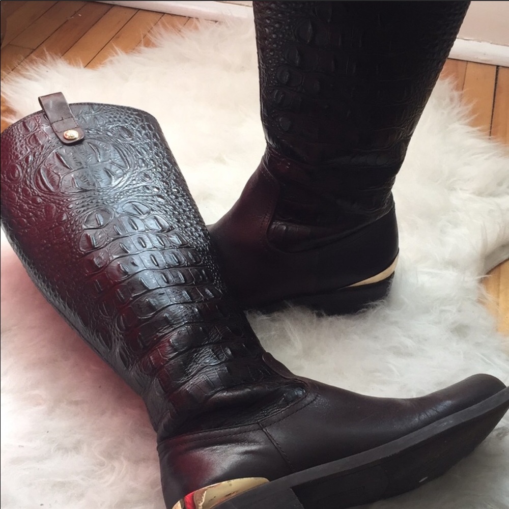 Vince Camuto Snakeskin Print Tall Leather Boots